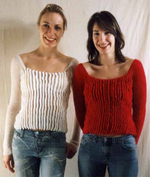 Pullover: Etaine in Wei&szlig; und Rot